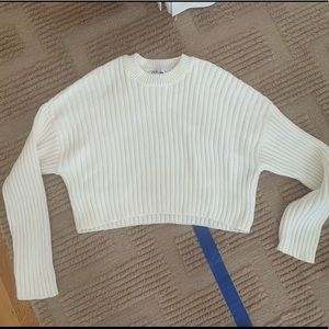 Zara white cropped cotton sweater worn once